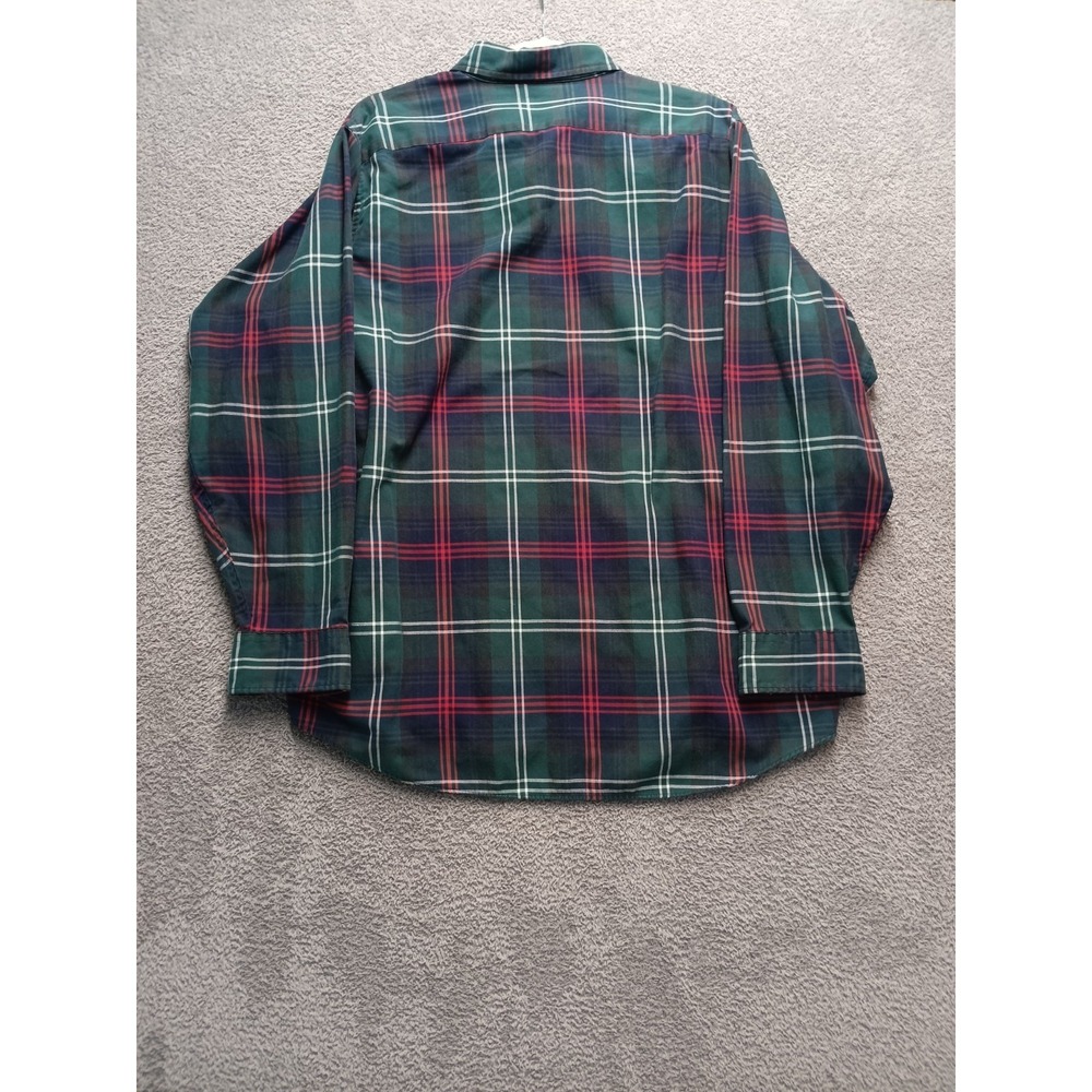 L.L.Bean Plaid Button-Down Shirt Men's L Green Red USA Made Cotton Blend - Picture 3 of 6